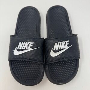 Nike Sandals Benassi Diamond Slides Slip On‎ Flats 343881-011 Black Women's 9